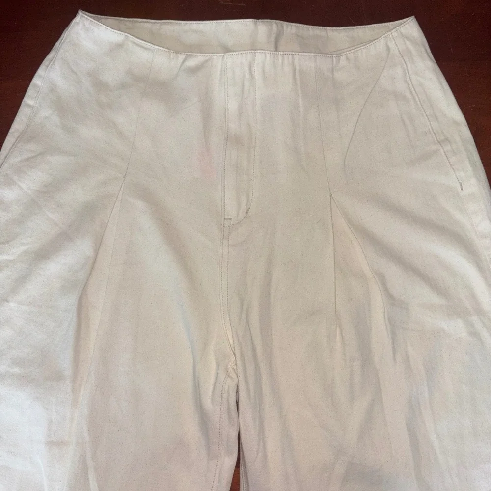 CIDER | Wide Leg | High Waisted |‎ Zipper | 100% Cotton Cream Pants | 1XL